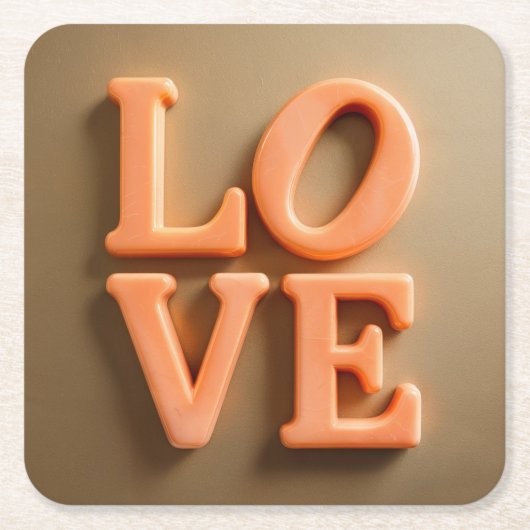 ラブ金ゴールドオレンジコースターセット スクエアペーパーコースター (正面)