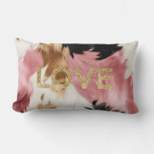 ラブ金ゴールドクリームピンクブラック女性のカーボーイ牛革 ランバークッション (正面)