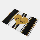 ラブ金ゴールドハートストライプの形式 ドアマット (アングル)