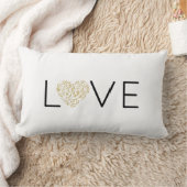 ラブ金ゴールドフローラハートタイポグラフィエレガントな結婚式 ランバークッション (ブランケット)