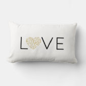 ラブ金ゴールドフローラハートタイポグラフィエレガントな結婚式 ランバークッション (正面)