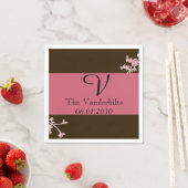 ラブ開花さくらんぼブロッサムモノグラム結婚ズ スタンダードカクテルナプキン (インサイチュ)