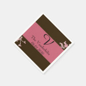 ラブ開花さくらんぼブロッサムモノグラム結婚ズ スタンダードカクテルナプキン (角)