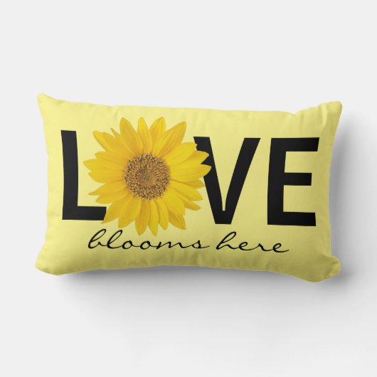 ラブ開花はこちらヒマワリ黄腰枕 ランバークッション (裏面)