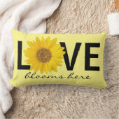 ラブ開花はこちらヒマワリ黄腰枕 ランバークッション (ブランケット)