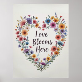 ラブ開花はこちらフローラハートアートプリント ポスター