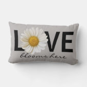 ラブ開花はこちらホワイトデイジーグレーランバーピロー ランバークッション (裏面)