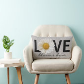 ラブ開花はこちらホワイトデイジーグレーランバーピロー ランバークッション (椅子)