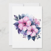 ラブ開花はっきりしたハイビスカストロピカルブライダルシャワー 招待状 (裏面)