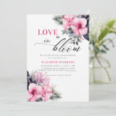 ラブ開花ハイビスカストロピカルピンクブライダルシャワー 招待状 (スタンド正面)