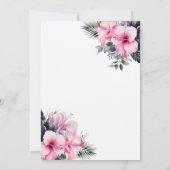 ラブ開花ハイビスカストロピカルピンクブライダルシャワー 招待状 (裏面)