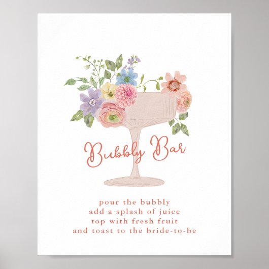 ラブ開花ブライダルシャワーバブリーバーサイン ポスター (正面)