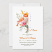 ラブ開花ワイルドフラワーオレンジフローラブライダルシャワー 招待状 (正面)