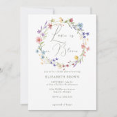 ラブ開花ワイルドフラワーグリーンブライダルシャワー 招待状 (正面)