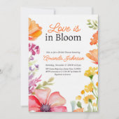ラブ開花ワイルドフラワーピーチフローラブライダルシャワー 招待状 (正面)
