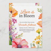 ラブ開花ワイルドフラワーピーチフローラブライダルシャワー 招待状 (正面/裏面)