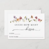 ラブ開花ワイルドフラワー推測いくつのキスカード 招待状 (正面/裏面)