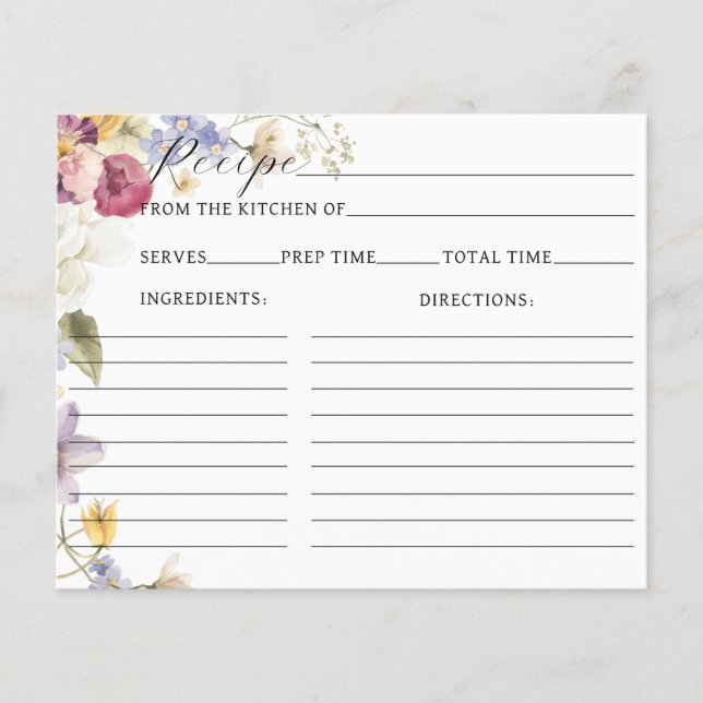 ラブ開花ワイルドフラワー素朴ブライダルシャワーレシピ (正面)