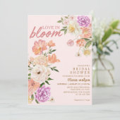 ラブ開花赤面ピンクフローラブライダルシャワー 招待状 (スタンド正面)