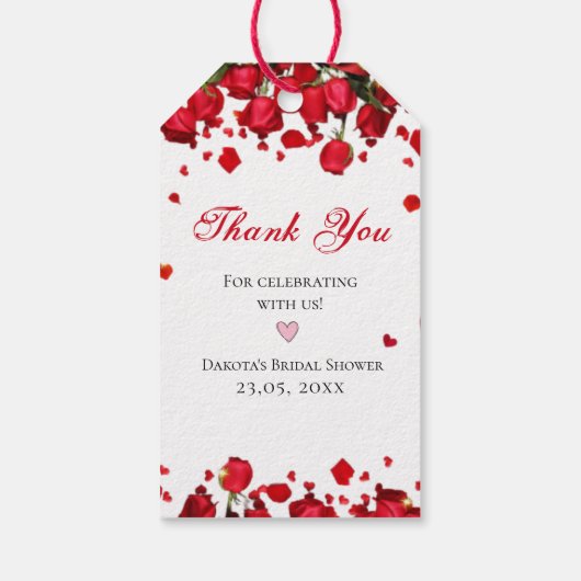 ラブ開花 |グリーンはっきりしたレッドピンクフローラありがとうございました ギフトタグ (裏面)