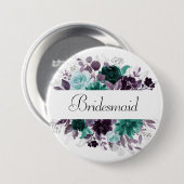 ラブ開花 |ブルー素朴レッドガーランドブライダルパーティ 缶バッジ (正面&裏面)