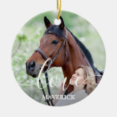 ラブ2パーソナライズされたフォト馬好き セラミックオーナメント (正面)