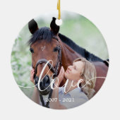 ラブ2パーソナライズされたフォト馬好き セラミックオーナメント (裏面)