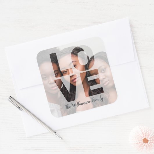 ラブ あなたの写真を追加 スクエアシール (封筒)