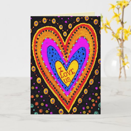 ラブ アス モダン ブラック カラフル スタイリッシュ バレンタイン カード (黄色い花)