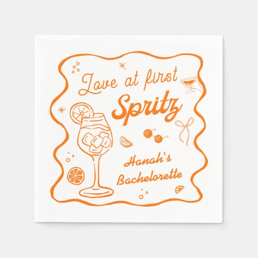 ラブ・アット・ファースト・スプリッツ独身最後の夜 スタンダードカクテルナプキン (正面)