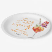 ラブ・アット・ファースト・スプリッツ | 水彩色のウェディングシャワー ペーパープレート (アングル)