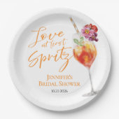 ラブ・アット・ファースト・スプリッツ | 水彩色のウェディングシャワー ペーパープレート (正面)