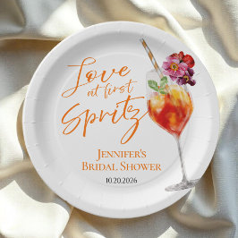ラブ・アット・ファースト・スプリッツ | 水彩色のウェディングシャワー ペーパープレート