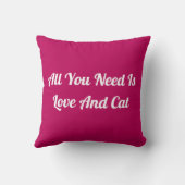 ラブ アンド キャット パーソナライズド キュート クォート ピンク クッション (裏面)