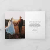 ラブ アンド サンクス エレガント スクリプト フォト ウェディング サンキューカード (内部)