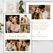 ラブ アンド サンクス ゴールド スクリプト フォト コラージュ ウェディング サンキューカード