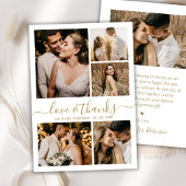 ラブ アンド サンクス ゴールド スクリプト フォト コラージュ ウェディング サンキューカード
