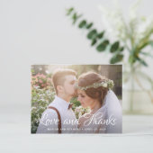 ラブ アンド サンクス シック ピンク フローラル フォト サンクスカード ポストカード (スタンド正面)