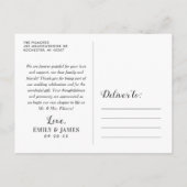 ラブ アンド サンクス スクリプト ウェディング フォト サンクス ポストカード (裏面)