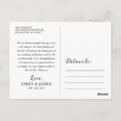 ラブ アンド サンクス スクリプト ウェディング フォト サンクス ポストカード (裏面)