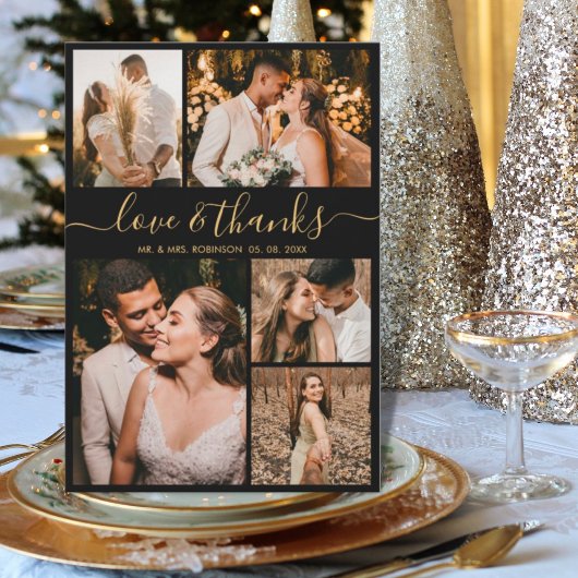 ラブ アンド サンクス スクリプト フォト コラージュ ウェディング サンクス サンキューカード