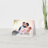 ラブ アンド サンクス ネイビーブルー ウェディング フォト サンキューカード (正面)