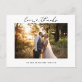 ラブ・アンド・サンクス・ハートスクリプト結婚式写真 ポストカード (正面)