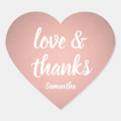 ラブ アンド サンクス ピンク ローズ ゴールド 偽 フォイル サンクス ハートシール (正面)