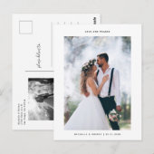 ラブ アンド サンクス ミニマリスト ウェディング フォト ポストカード (正面/裏面)