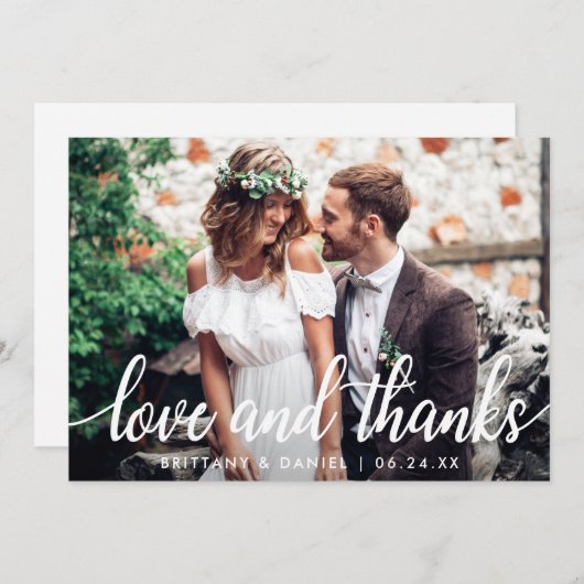 ラブ アンド サンクス モダンウェディング 感謝の気持ちを伝える写真 サンキューカード (正面/裏面)