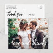 ラブ アンド サンクス モダン ウェディング サンクス フォト ポストカード (正面/裏面)