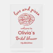 ラブ アンド ピザ ファンシー ブライダル シャワー アクリルサイン (正面)