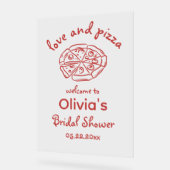 ラブ アンド ピザ ファンシー ブライダル シャワー アクリルサイン (傾斜)