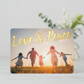 ラブ アンド ピース レッド スパークル レトロ クリスマス 箔シーズンカード (立ち正面)